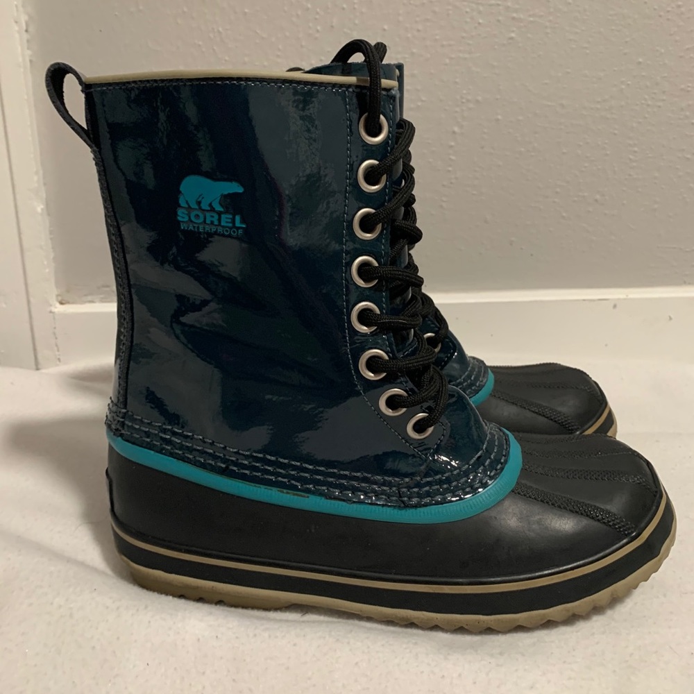 Sorel Teal/Blue Leather Insulated Waterproof Boots